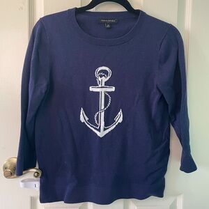Banana Republic nautical anchor navy blue Medium half-sleeve sweater -never worn